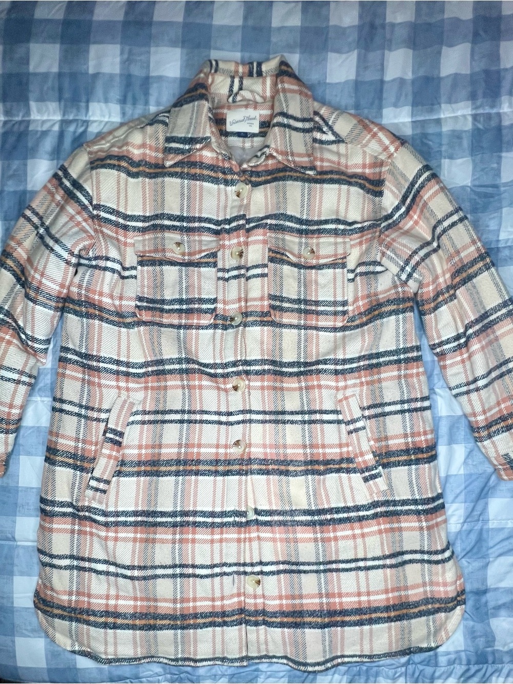 Plaid Shacket Jacket in Cream & Tan